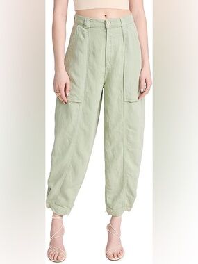 Mother women’s The Patch Pocket Chute Flood Jeans Cameo Green 27